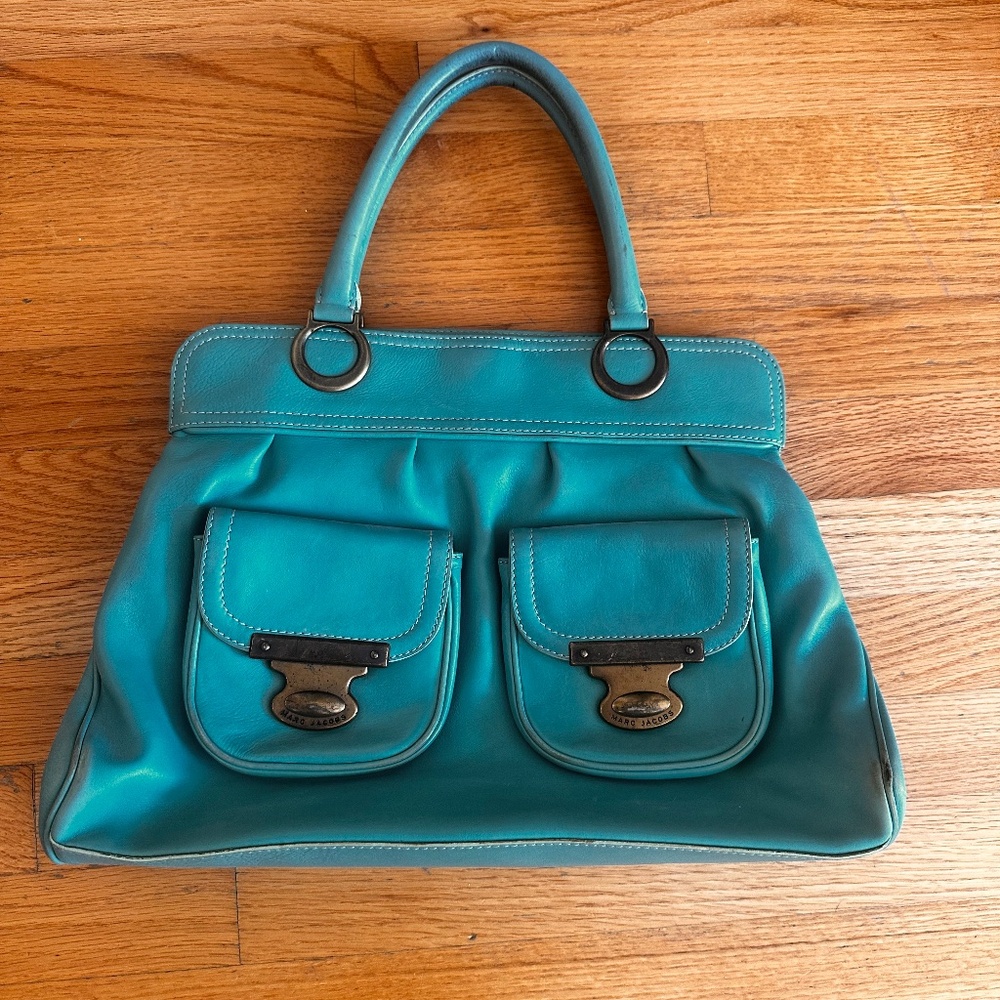Marc Jacobs Turquoise Leather Tote Bag